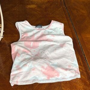 Tie-Dye Sleeveless Tank Top - Pink & White